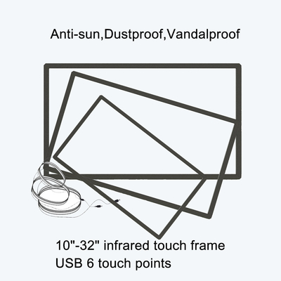 75 นิ้วอินฟราเรด Ir Touch Display 10 จุดซ้อนทับหน้าจอสัมผัส