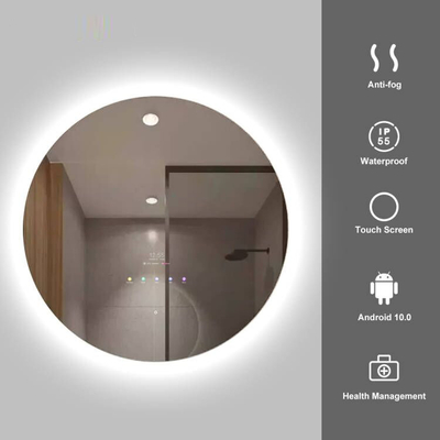 กระจกสมาร์ททัชสกรีนขนาด 10.1 นิ้ว, IP65 PCAP กระจกห้องน้ำแบบกลม